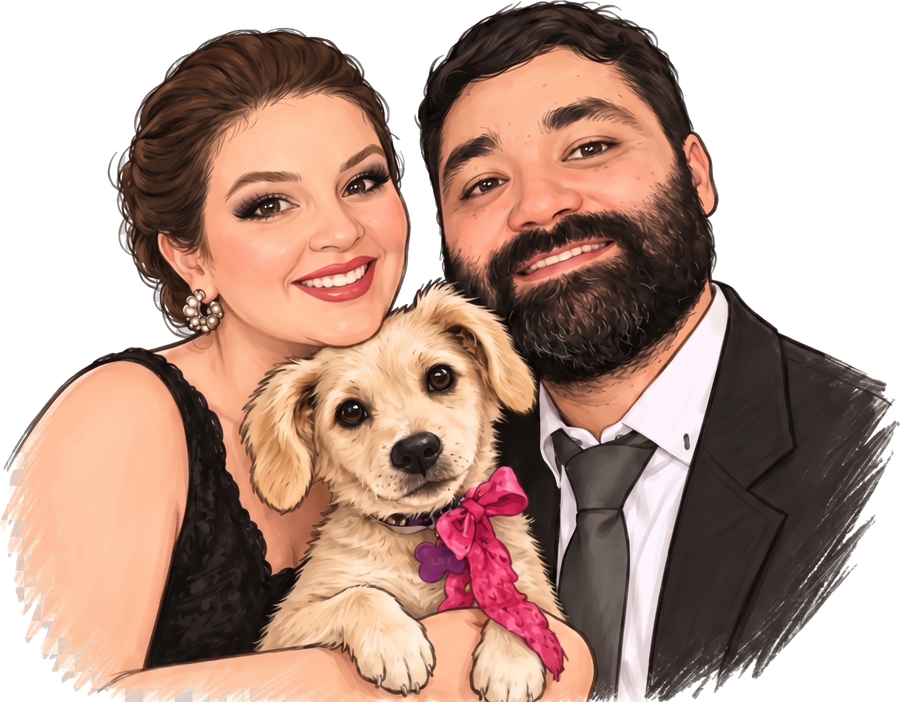 Meli y César con su perrita
